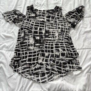 Womens Size Medium Black Tank Top Blouse Off Shoulder Officechic Corpcore City